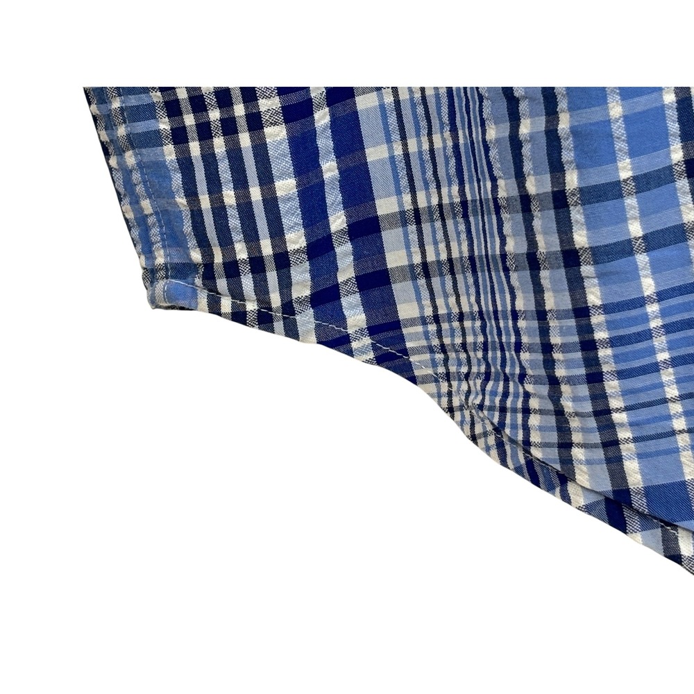 Ralph Lauren Mens 4XB Blue White Plaid Short Sleeve Button Down Shirt Pony Logo - Picture 7 of 7